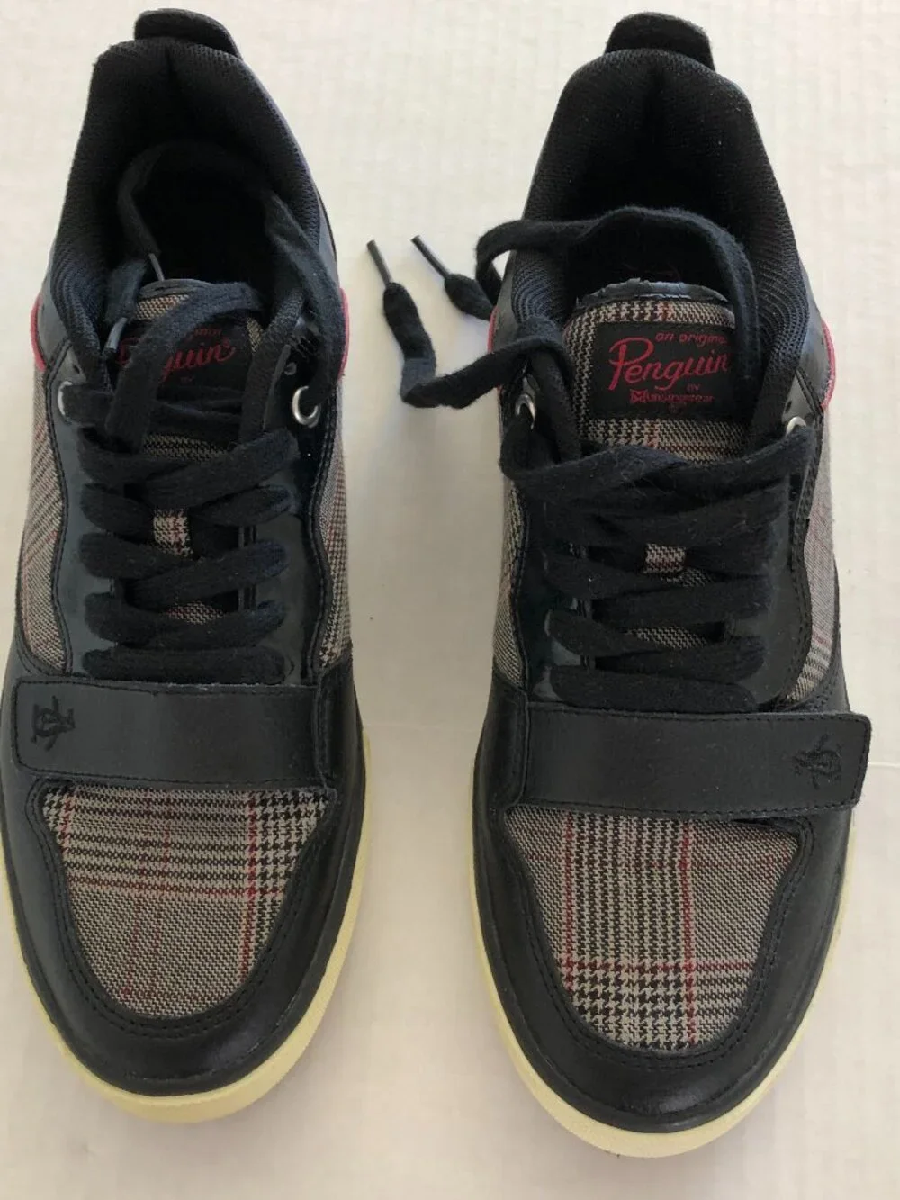 NEW Original Penguin Men low-top sneakers Shoes Size 10.5 Black Plaid Casual